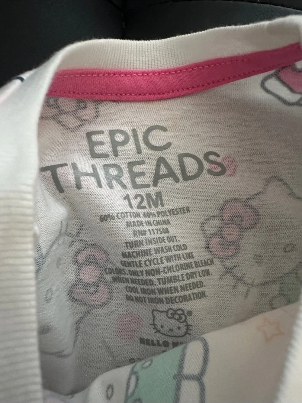 Hello Kitty White Tee with Pink & Teal Accents - Short Sleeve